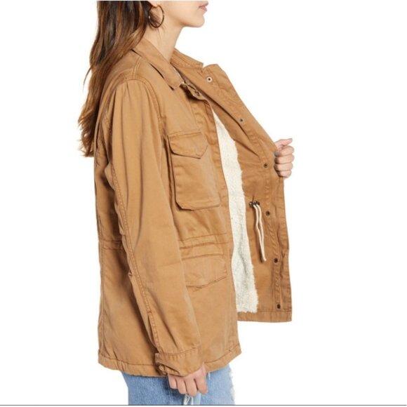 🆕Thread & Supply Canvas Utility Barn Jacket Sherpa Lined Cargo Boho Women Small - Picture 3 of 12